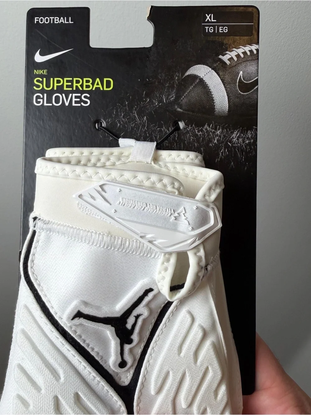 Nike Jordan Superbad 6.0 Football Gloves White Black XL DX4476-102 NEW